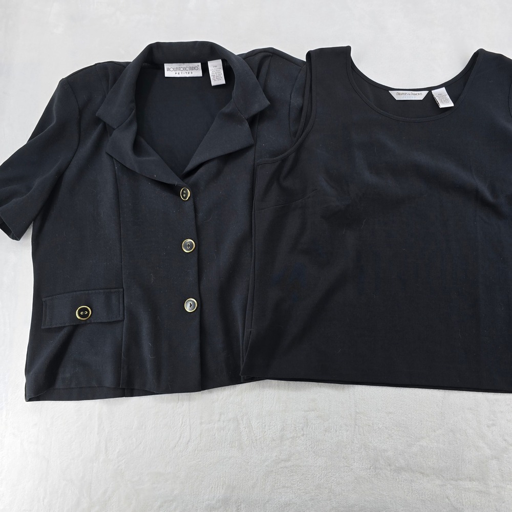 Brownstone Studio Jacket Womens PXL Black Short Sleeve Tank Drapers Damons Set
